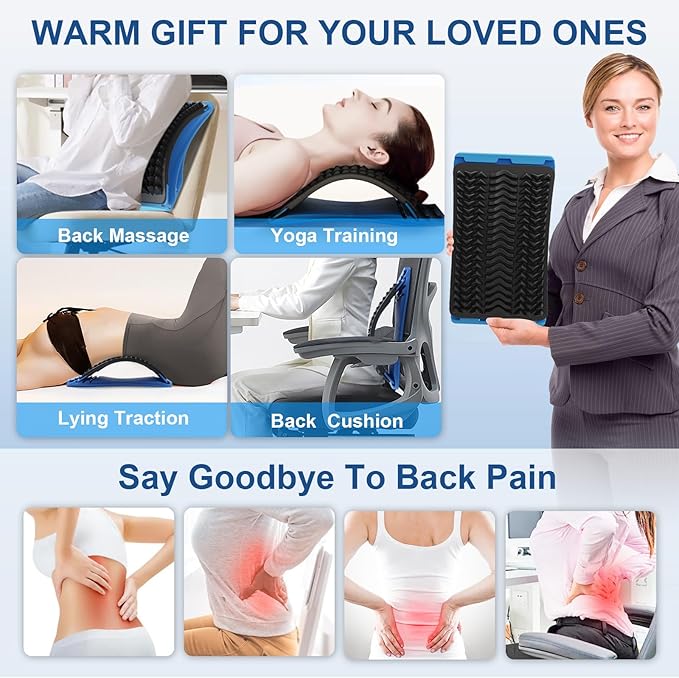 MINOLL Back Stretcher for Lower Back Pain Relief, Multiple Level Adjustable Arch Lumbar Back Cracker Board, Back Cracking Device, Back Massager for Scoliosis, Spine Decompression Support