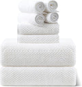 Smuge 8pcs Bath Towel Set, 2 Extra Large Bath Towel Sheets, 2 Hand Towels and 4 Washcloths- Highly Absorbent Microfiber,Ultra Soft Towel Set for Bathroom,Waffle Weave Design, Pack of 8 (White)