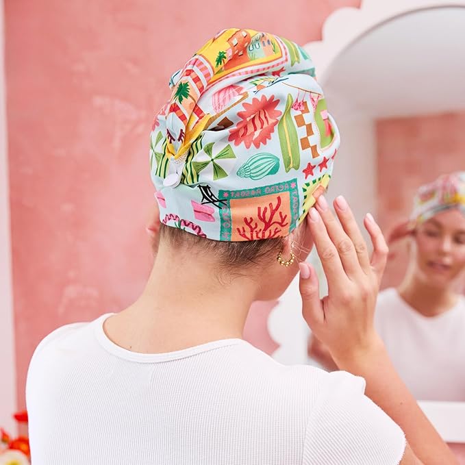 Dock & Bay Turban Hair Towel - for Home & the Beach - Super Absorbent, Quick Dry - Wish You were Here, One Size