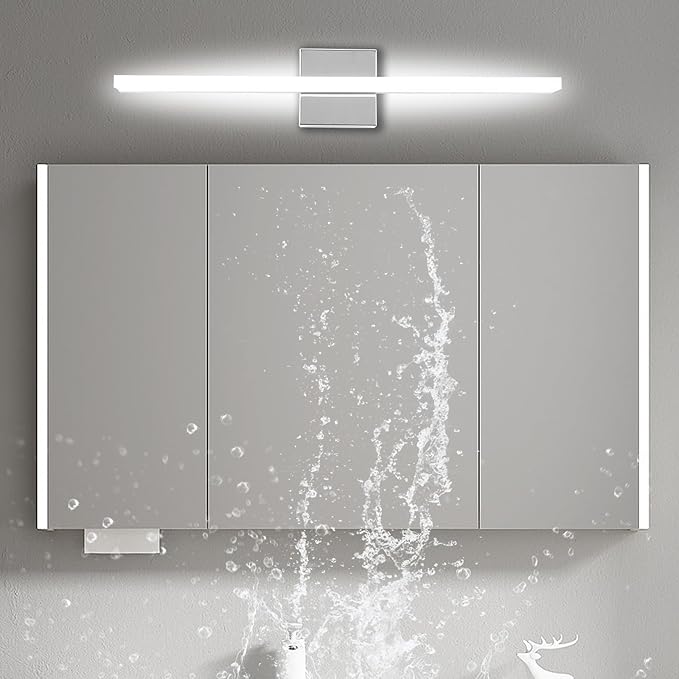 LED Bathroom Vanity Light 16in 3 Color Temperature Over Mirror Lighting Fixture Modern Indoor Chrome Wall Sconce Adjustable Lighting Color 3000K/ 4000K/ 5000K