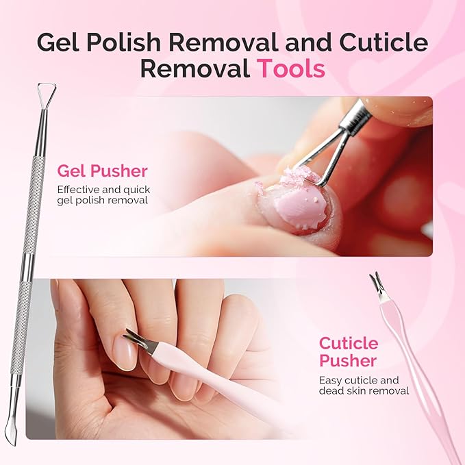 MelodySusie Manicure Tools Kit Nail Care Kit with Files, Buffer Blocks,Cuticle Nipper, Pusher and Rose Cuticle Oil 28ML for DIY Nail Manicure and Nail Care