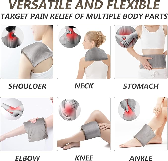 RelaxCoo Microwave Heating pad with Washable Cover 6 * 12" Microwavable Heat Pad for Neck Shoulder, Cramps, Back Pain Relief, Warm Compress Bean Bag Moist Heat Pack for Muscles, Joints, 2 Pack