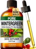 100% Pure Wintergreen Oil - 3.40 Fl Oz Wintergreen Essential Oil for Hair, Skin, Diffuser, Aromatherapy & DIY Soap Making Scent