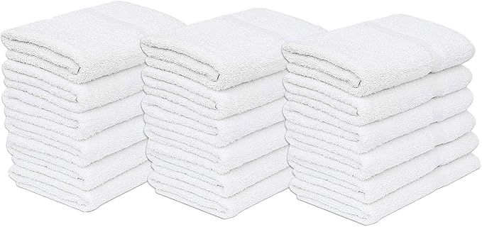 GOLD TEXTILES 120 White Economy Bath Towels Bulk (24x48 Inch) Cotton Blend for Softness-Commercial Grade Easy Care