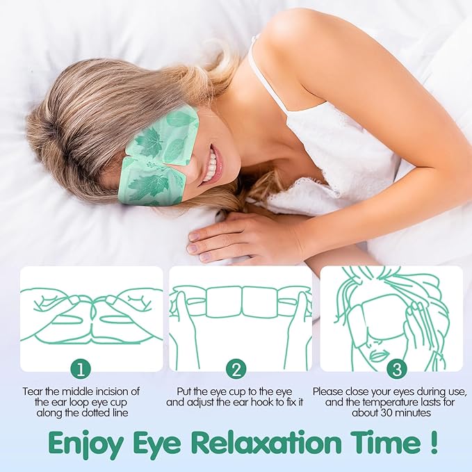 60 Pcs Disposable Steam Eye Mask Bulk for Dry Eyes Self Heating Eye Mask for Spa Sleep Warm Compress Stress Dark Circle Relief Puffiness and Relaxation Gifts (Unscented)