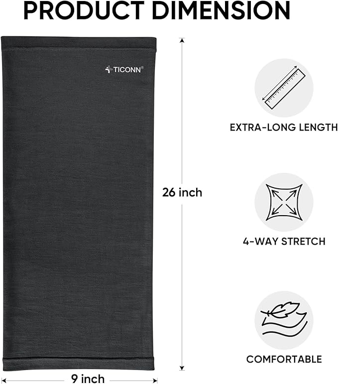 TICONN Neck Gaiter Face Cover Scarf, Neck Warmer Breathable Sun & Wind-proof for Skiing Fishing Hiking Cycling