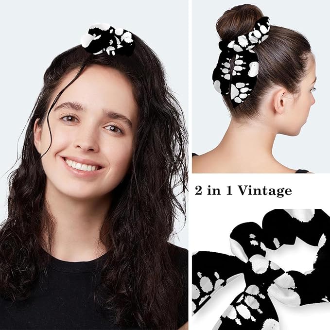 Ethnic Aztec Pattern Adjustable Scrub Cap Hat with Button, Working Hat Sweatband with Bow Hair Scrunchy for Woman