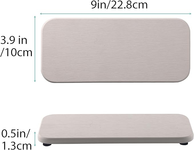 NiuYichee 2 Pcs Water Absorbing Stone Trays, Kitchen/Bathroom Sink Soap Dish, Diatomite Tray Used for Hand Soap & Cosmetic Bottles in the Modern Home, 4" W x 9" L, White