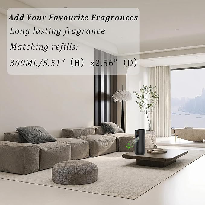 Automatic Air Freshener Spray Dispenser (6-Pack), Free Standing or Wall Mounted Adjustable Aromatherapy Machines for Home, Indoor, Bathrooms, Offices, Hotels and Commercial Places (Black,001)