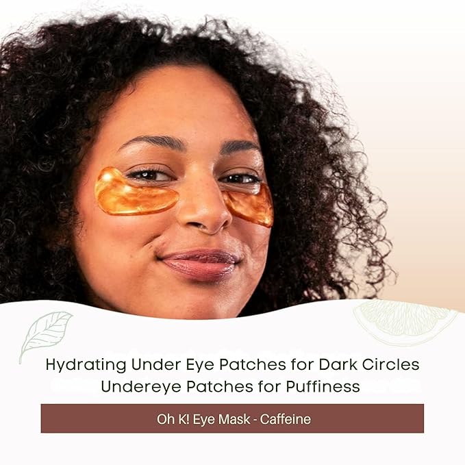 Oh K! Eye Mask - Caffeine - Hydrating Under Eye Patches for Dark Circles - Hydrogel Mask with Yuzu, Ginseng - Undereye Patches for Puffiness - 1 Pair