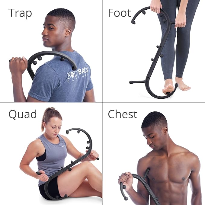 Body Back Buddy - USA Made - Massage Stick & Buddy Classic Bundle, Trigger Point Massage Tools, Neck and Back Massagers, Massage Cane, Muscle Knot Remover (Black)