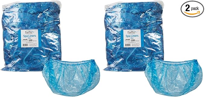 ForPro Spa Liners, Fit All Pedicure Spas, Disposable Pedicure Liners, Blue, 100-Count (Pack of 2)