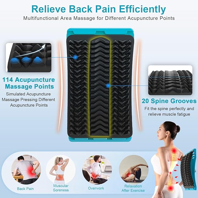 MINOLL Back Stretcher for Lower Back Pain Relief, Multiple Level Adjustable Arch Lumbar Back Cracker Board, Back Cracking Device, Back Massager for Scoliosis, Spine Decompression Support