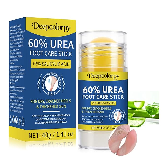 2Pack Urea Foot Cream 60 Percent for Feet Maximum Strength. Salicylic Acid Softening Foot Care Stick Moisturizer for Dry Cracked Heels,Feet, Hands, Intensive Repair Callus Remover Gift for Women, Men