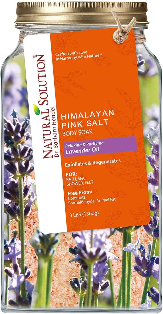 Natural Solution Pink Salt Body Soak with Lavender Oil – 3 lbs of Organic soak Designed for Joint and Muscle Relief, Promoting Relaxation and Soothing Effects