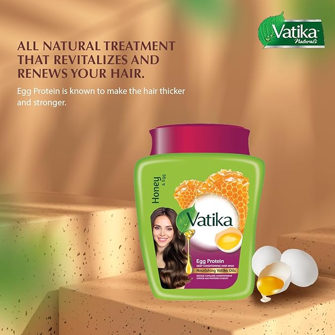 Vatika Naturals Hot Oil Hair Mask - Egg Protein & Multivitamin Treatment for Dry, Damaged Hair, Nourishing & Strengthening, Deep Conditioning for Soft, Smooth Hair - 500ml