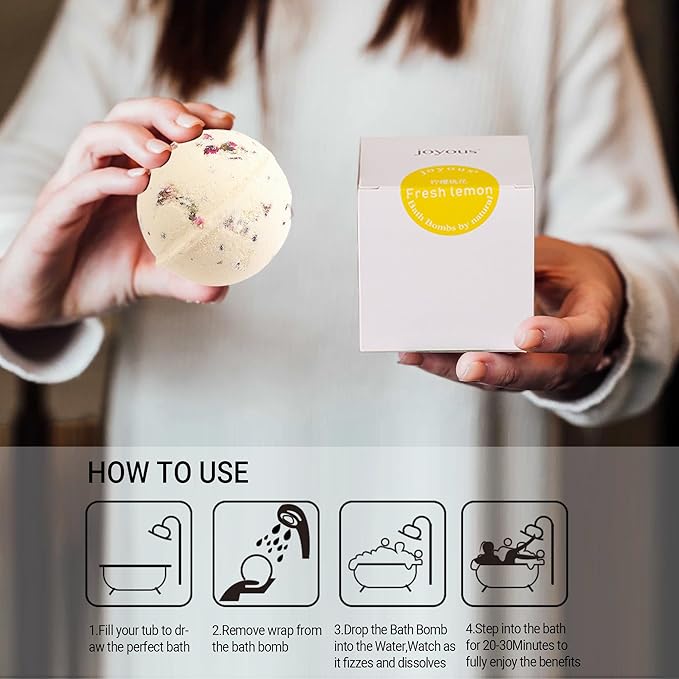 Bath Bombs for Women Spa Gift Set with Lemon Oils Sea Salt Relaxing Birthday Gift for Her Bubble Bath Skincare 2 Pack