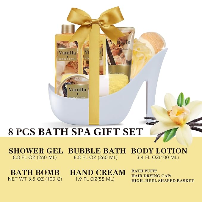 Spa Luxetique Gifts for Women High Heel Gift for Women 8pcs Spa Gift for Womens Warm Vanilla Comfort Birthday Gift for Womens Mom Grandma Sister Friend Mothers Day Gifts for Mom