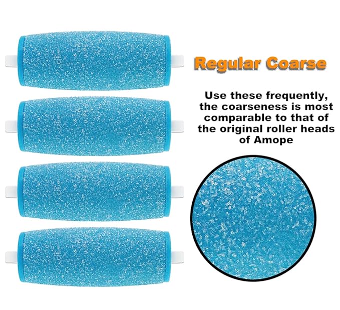 11 Pack Include 7 Extra Coarse & 4 Regular Coarse Replacement Roller Refill Heads Compatible with Amope Pedi Electronic Foot File