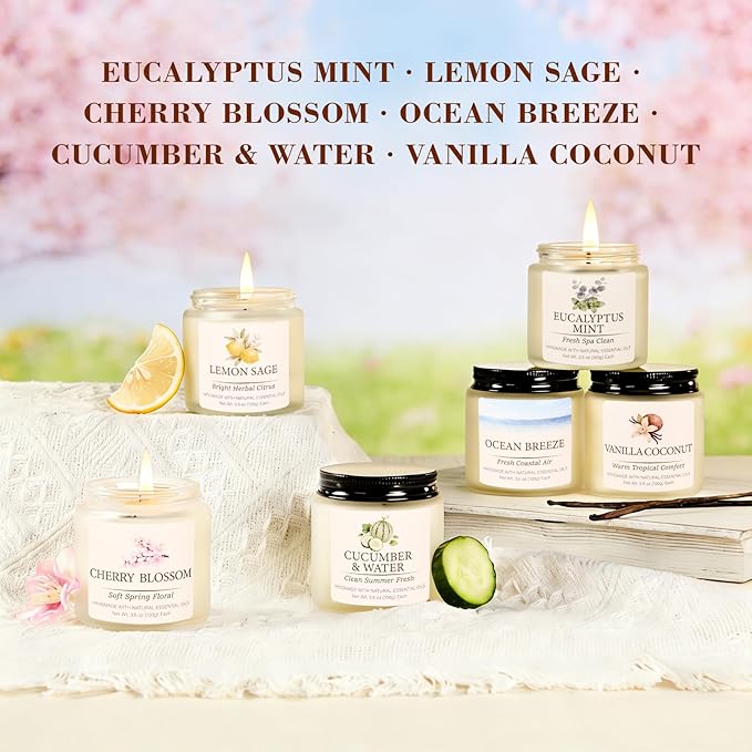 Spring Summer Scented Candles Set, Soy Candles for Home, 6 Pack Candle Gift Set - Gifts for Women Mother's Day, Aromatherapy Candle, 21 oz Scented Candles for Women - Gifts for Mom