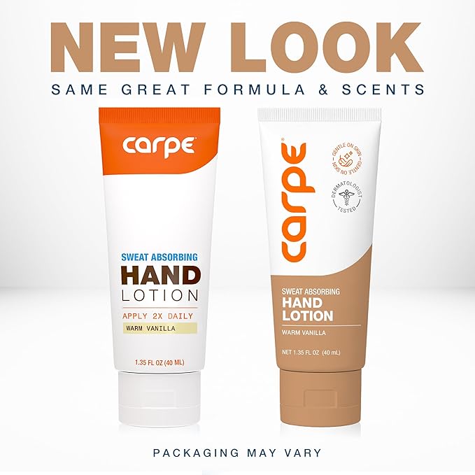 Carpe Sweat Absorbing Hand Lotion, A dermatologist-recommended, smooth lotion that helps stop hand sweat, Great for hyperhidrosis (Warm Vanilla)
