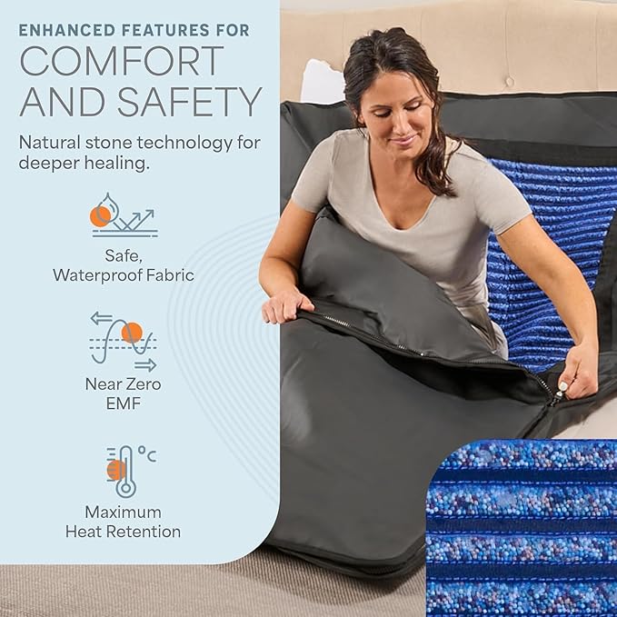 LifePro RejuvaWrap Infrared Sauna Blanket for Detox & Relaxation – Low EMF Carbon Fiber Heating, 9 Temp Levels, 5 Colors – Portable Sauna Blanket Infrared with Waterproof Interior & Carry Bag