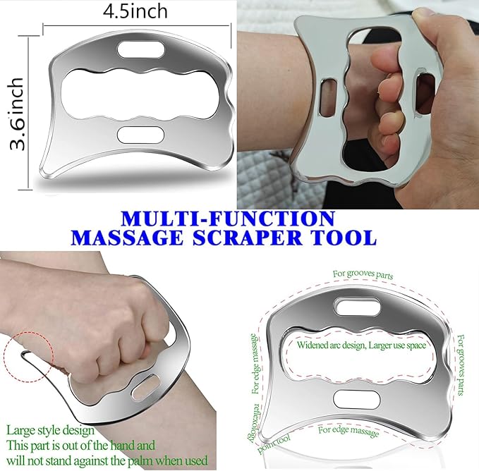Muscle Scraper Tool Set, Stainless Steel IASTM Kit for Fascia Release, Scar Tissue Massage, Scraping Tool Physical Therapy(3 pcs)