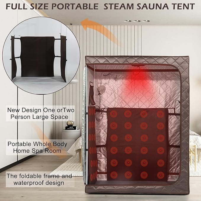 Portable 1-2 Personl Infrared Saunas for Home, Full Spectrum Infrared Sauna, Full Size Large Space Spa, 2 Portable Upgrade Chair, Oversize Full Body Home Sauna Spa for Relaxation & Detox