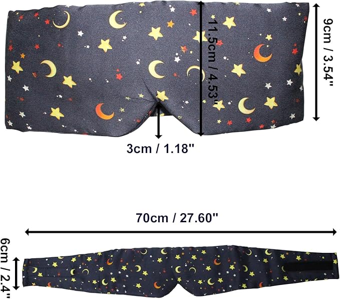 100% Mulberry Silk Eye Mask Blackout Sleeping Eye Cover for Night Sleep and Travel Nap,Soft Adjustable Eyeshade, Comfortable Blindfold for Women Men,Large Size, Black (Stars)