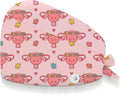 Adjustable Scrub Cap with Buttons & Sweatband, Working Hat with Elastic Tie Back, Unisex Nurse Surgical Caps for Women & Men