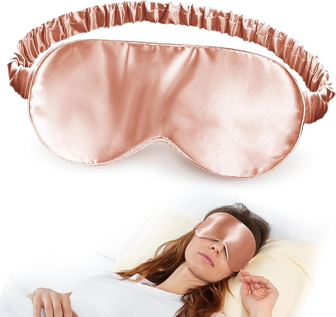 SilkDream 100% Mulberry Silk Sleep Mask Eye Mask for Sleeping 22 Momme Nature 6A Real Silk Gifts for Women&Men Rosegold