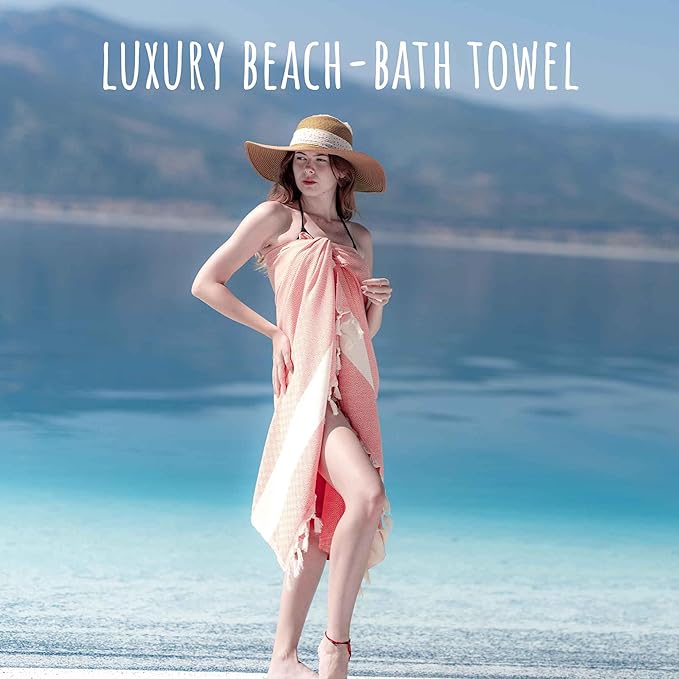 Turkish Beach Towel Oversized Clearance XL 40x71- Sand Free - 100% Cotton Soft Quick Dry - Extra Large Blanket Travel and Pool Towels for Adults- Cloud Sandproof, Beach Essentials for Women