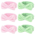 WHAVEL 6 Pack Spa Headbands - Soft Head Bands for Makeup, Skincare & Face Washing Spa Witch Party Favors (Pink & Green)
