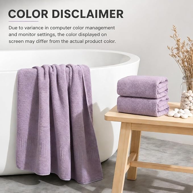 SEISSO 2 Pack Extra Large Bath Towels 63"x35", Bath Sheets for Sensitive Skin 70% Polyester 30% Viscose Fiber from Bamboo, Super Soft, Highly Absorbent & Quick Dry, Oversized Shower Towels