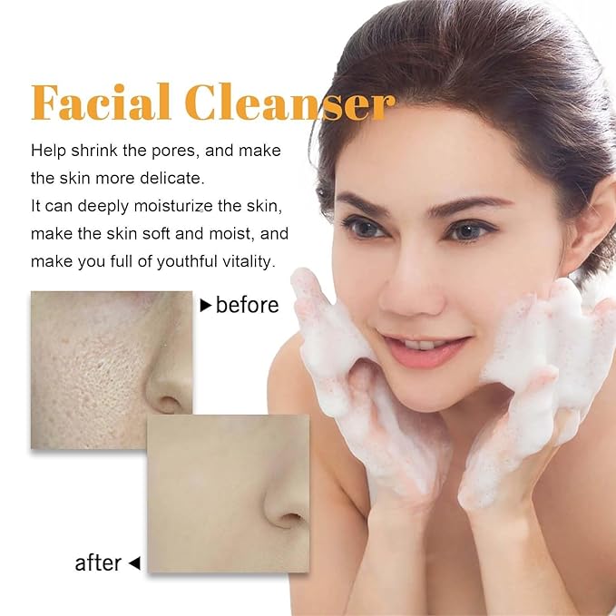 Turmeric Foaming Face Wash, Deep Cleansing Exfoliating Glow Wash Turmeric Facial Cleanser with Brush.(1Pcs)