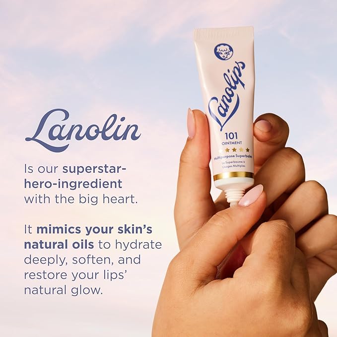 Lanolips 101 Multipurpose Ointment Duo - Lanolin Lip Balm & Healing Ointment for Skin Barrier Repair - Moisturizer for Dry Lips, Cuticles & Elbows - Original Superbalm (2-Pack, 0.52 oz each)