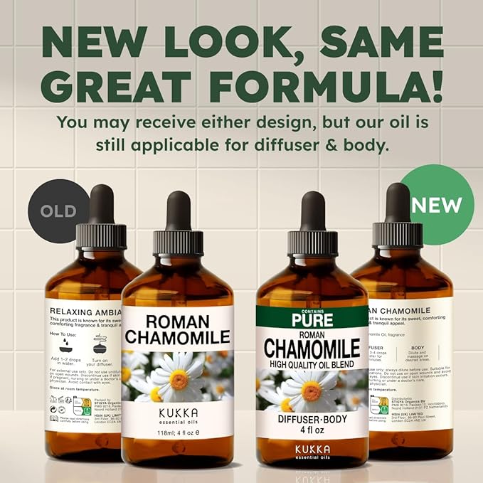 100% Pure Roman Chamomile Oil - 4 Fl Oz Roman Chamomile Essential Oil for Hair, Skin, Diffuser, Aromatherapy & DIY Soap Making Scent