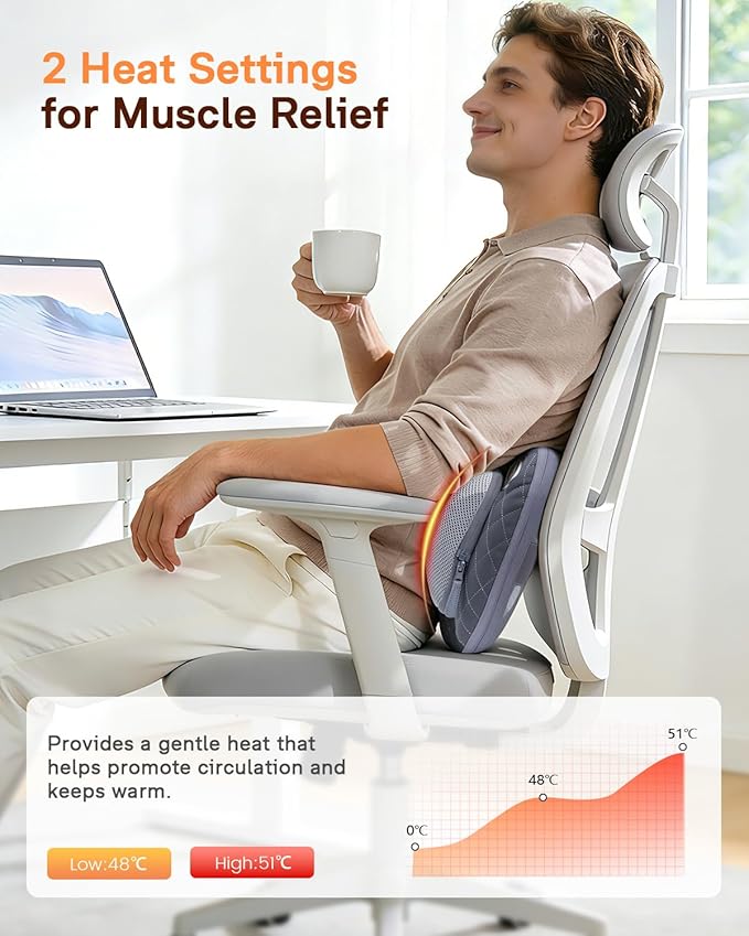 ALLJOY Cordless Neck and Back Massager with Heat & LCD Display - Rechargeable Shiatsu Massage Pillow for Muscle Pain Relief, Use While Charging, Gifts for Women Men