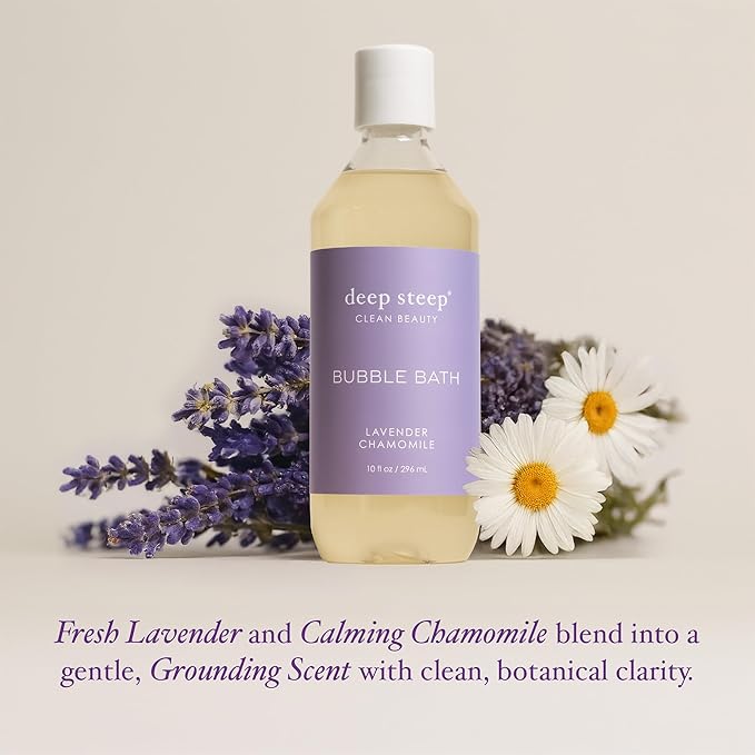 Deep Steep Bubble Bath, Lavender Chamomile, 10 oz – Soothing Soak with Shea Butter, Argan Oil, Aloe Vera & Coconut Oil – Vegan, Sulfate-Free, PH-Balanced Clean Beauty