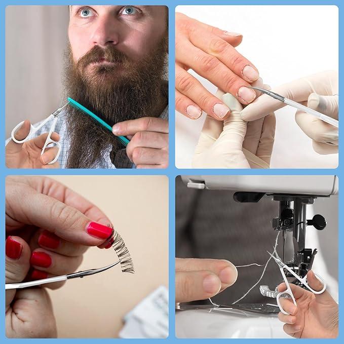 CGBE Cuticle Scissors Extra Fine Curved Blade, Super Slim Manicure Scissors for Cuticles Professional Small Scissors with Precise Pointed Tip Grooming Blades, Eyebrow, Eyelash, and Dry Skin - White