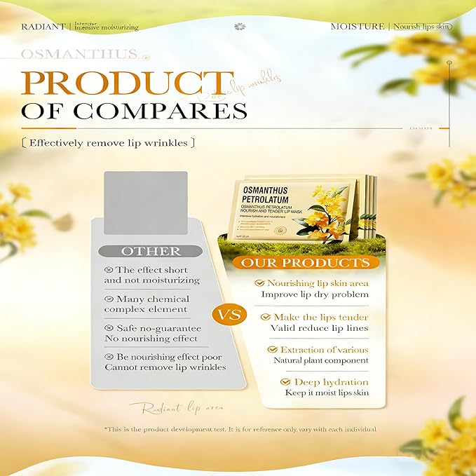 AKARY 10Pcs Osmanthus Nourish & Tender Lip Mask, Reduce Lip Wrinkles, Radiant & Tender, Reducing Chapped, Smoothing Fine Lines Lips Patches, Travel Size Toiletries, Birthday Gifts for Women,Vegan (10)