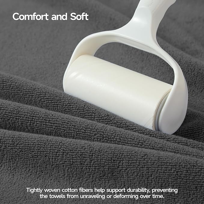 ecolook Bath Towels Set of 4,100% Cotton,27 x 55 Inches,Quick-Drying & Absorbent,Soft,Lightweight Towels for Bathroom,Shower,Spa, Gym & Hotel,Dark Gray