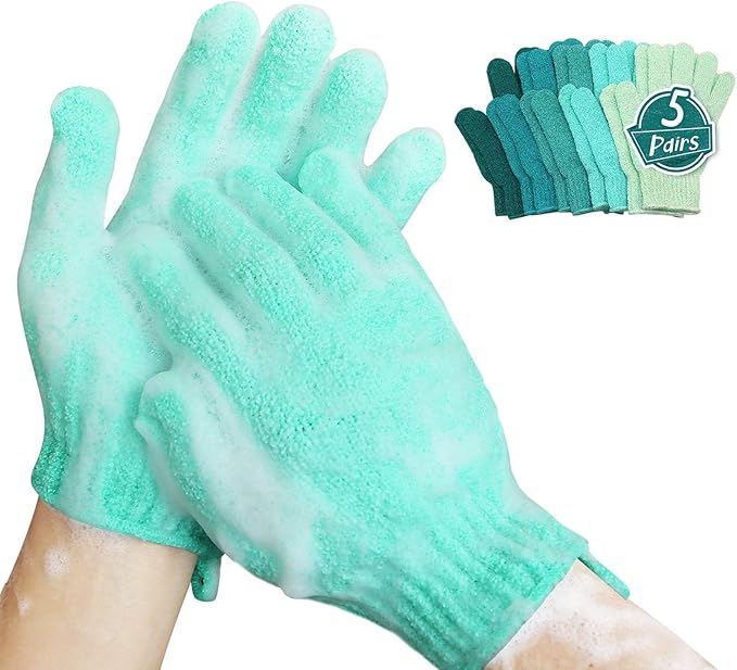 MIG4U Shower Exfoliating Scrub Gloves, Bathing Gloves Body Wash Dead Skin Removal Deep Cleansing Sponge Loofah for Women Men