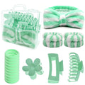 16 Pcs Skincare Headband Set, Face Washing Headband with Wristbands, Hair Claw Clips & Hair Ties, Spa Headbands for Women Girls, Perfect for Facial, Makeup, Shower, Gift Ready Box