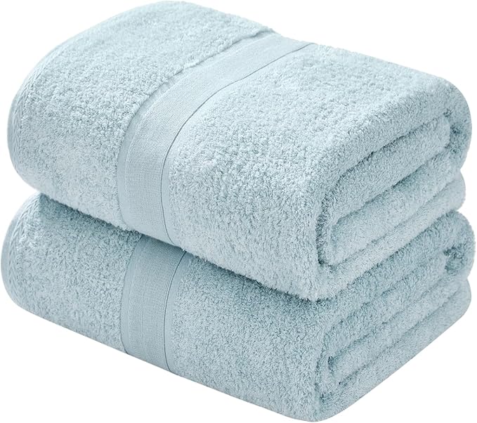 Aibaser Bath Towels - Natural, Ultra Absorbent Towels for Bathroom, Travel, Gym, Shower and Spa (2 Piece Set) (Blue, 35 in x 70 in)