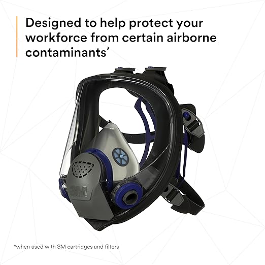 3M Ultimate FX Full Facepiece Reusable Respirator, FF-402, NIOSH, ANSI, Six-Strap Harness for a Secure Comfortable Fit, Cool Flow Valve, Passive Speaking Diaphragm, Medium