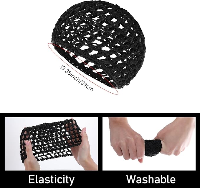 WLLHYF Wig Cap Thick Long Hair Caps Adjustable Net Mesh Braided Weaving Making Crochet Sew Weave Fishnet Grip Headband
