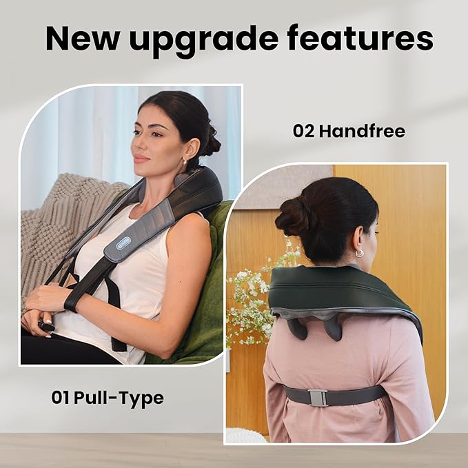 COMFIER Mothers Day Gifts for Mom Dad, 4D Neck and Shoulder Massager with Heat, Cordless Shiatsu Back and Neck Massager for Pain Relief, Hands-Free Massage Pillow with Carry Bag