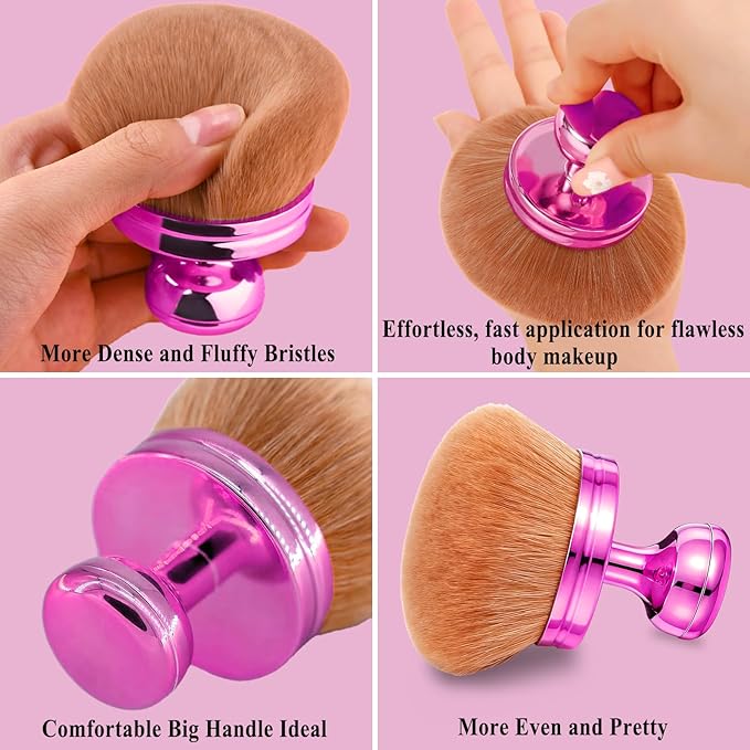 Extra Large Body Makeup Brush for Self Tanner,Kabuki Brush - Soft Synthetic Bristles for Even Blend & No Streaks,Back/Leg/Face Applicator for Bronzer & Sunscreen (Rose Red)