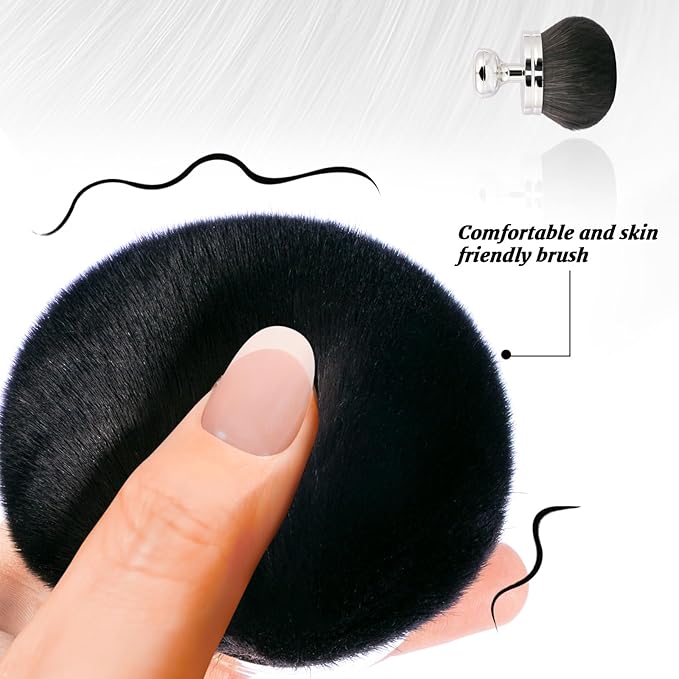 UNIMEIX 3 Inch Sunscreen Applicator with Drawstring Bag, Self Tanner Brush Body Makeup Brush Kabuki Spray Tan Blending Beauty Brush for Body Coverage Perfector (Sliver)